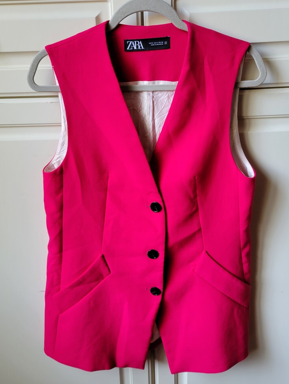 Zara Pink Suit Vest longline Three Button women’s size small